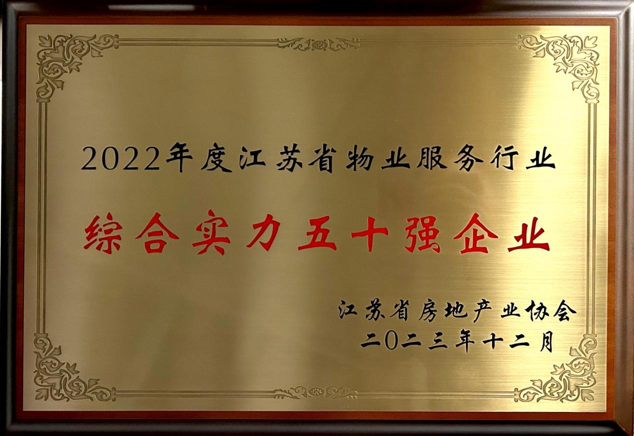 2022年度江苏省物业服务行业综合实力50强